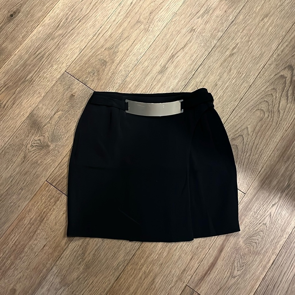 Cache Black Mini Skirt with Silver Accent